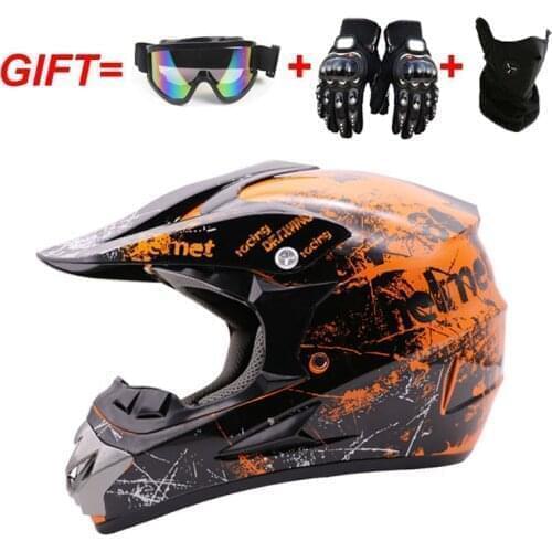 Off-road Motorcycle Helmet Racing Bike Children ATV Off-road Vehicle Downhill DH Cross Helmet Motocross with 3 Free Gifts