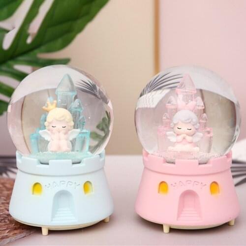 Music Box 7 Color Changing Lights Resin Musical Snow Globes for Christmas Birthday Gifts