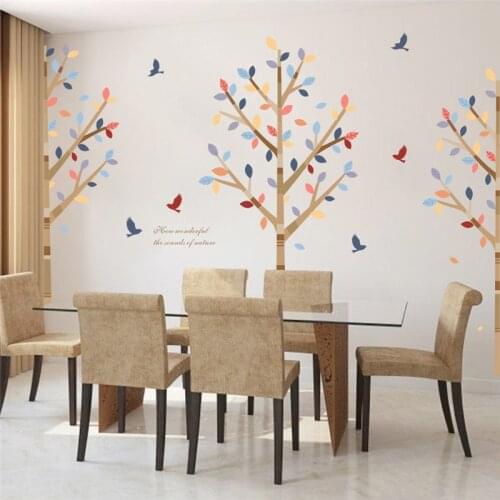Nature Forest Tree Birds wall stickers for Restaurant Cafe Living Room Bedroom TV Sofa Background Decor Wall Decal Home Mural