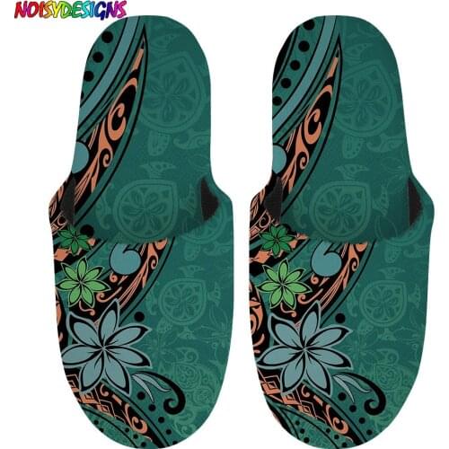 NOISYDESIGNS Swim Turtle Hawaiian Tropical Art Print Women Plush Slipper Home Leisure Bedroom Footwear Warm Winter Slipper New