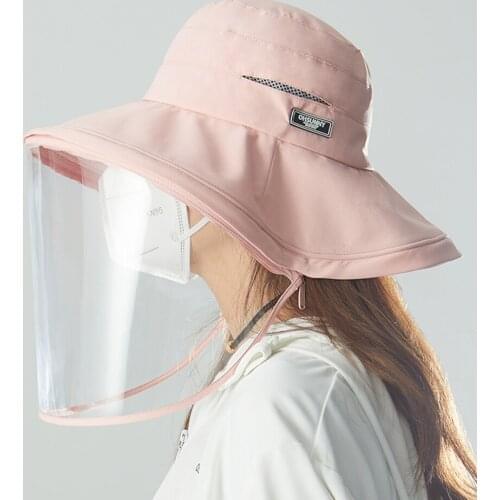 OhSunny New Fashion Women Bucket Hats Removable Anti-Saliva Safety Face Shield Screen Spare Visors Sun Protection Washable Cap