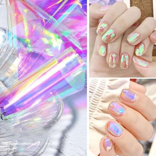 New Hot Japanese Nail Art Aurora Ice Cube Cellophane Large Colorful Transfer Paper Laser Jewelry Candy Paper DIY Nail Sticker