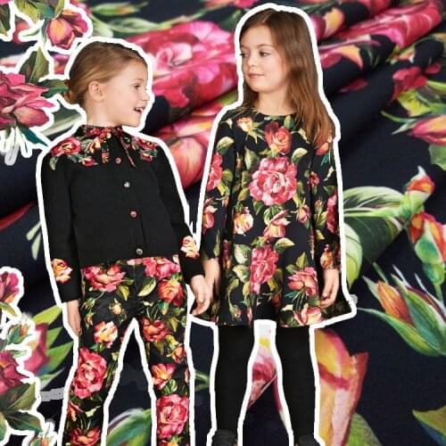 Autumn and winter models flower-shaped parent-child decoration rose flowers digital printing fabrics brand flower custom