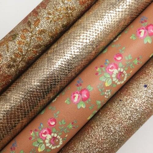 Peach Glitter Fabric, Mermaid Faux Leather Fabric, Stripes Synthetic Leather Sheets For Bow A4 8"x11" Twinkling Ming XM284