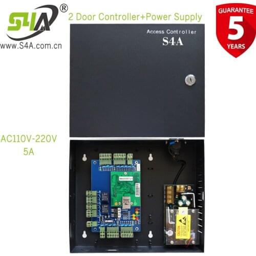 RJ45 Access Control Panel Board with DC12V 5A Metal Power Supply Converter Box for 2 Door Ethernet Access Controller
