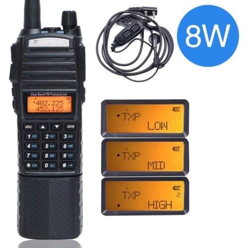 BaoFeng UV-82 Plus 10km High Power 3800mAh Battery Walkie Talkie Dual Band Radio 10KM With DC Connector Portable Radio uv82