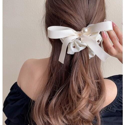 Korean Girls Hair Accessories Scrunchie Sweet Bow Fabric Beautiful Large Intestine Thick Hair Band Headdress Elastic Hair Bands