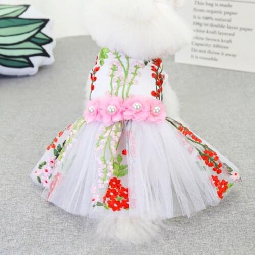 Cute Flowers Dog Dress Summer Pet Dresses Wedding Costume Puppy Yorkie Pomeranian Poodle Schnauzer Clothing Princess Dog Clothes