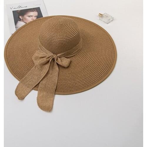 Summer Wide Brim Straw Hats Big Sun Hats For Women UV Protection Panama Floppy Beach Hats Ladies Bow Hat Chapeau Femme Ete