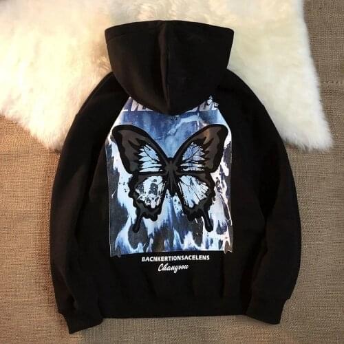 Hooded sweater men sweatshirt women butterfly loose coat hoodie womens sweatshirts y2k oversize itself moletom hoodies apparel