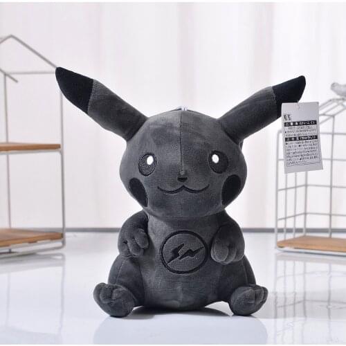 Tomy Pokemon 25cm Fujiwara Hiroshi Co-Branded Dark Black Pikachu Toys Cotton Filler Pillow Doll for kid Christmas Halloween Gift