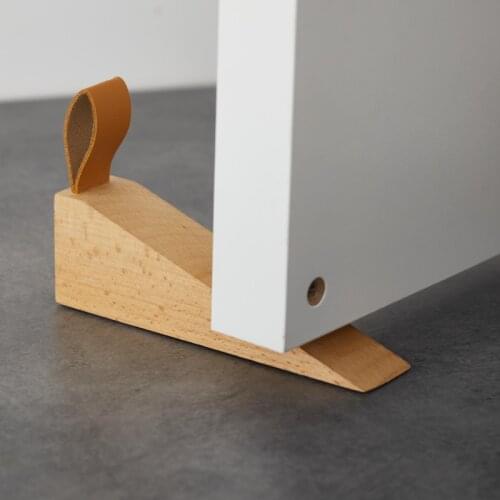 Solid Wood Heightened Door Stop Nordic Style Anti-collision Door Top Safety Windproof Removable Door Stopper
