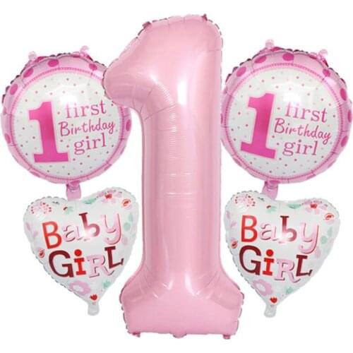 40inch Number 1 Foil Balloons 1st Birthday Balloon Party Decoration Baby Shower Boy Girl Balls Helium Globos 1 One Year Supplies