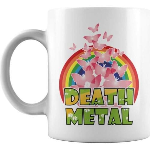 Death Metal Rainbow Butterflies 11 Oz Funny Coffee Mug
