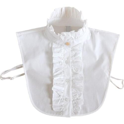 Women Vintage Stand-Up Neck False Collar Lotus Ruffled Victoria Detachable Half Shirt Blouse Dickey Clothes Accessory