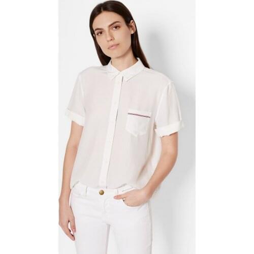 NEW EQ 100% real silk women short sleeve blouses Edge loose delicacy