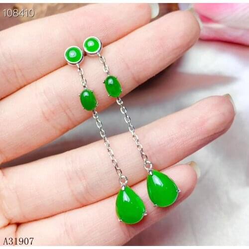 KJJEAXCMY Fine Jewelry 925 sterling silver inlaid natural jasper gemstone female earrings support detection of new long paragrap