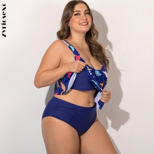 ZY New 2021 Beachwear Women Push Up Bikinis Set Swimwear Plus Size High Waist Swimsuit Larges Big Swimming Suits Bathing Summer