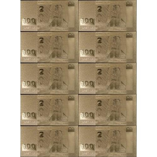10pcs/lot Classic Latvia Gold Banknotes 100 Lat Gold Foil Banknote In Top Quality for Souvenir Notes