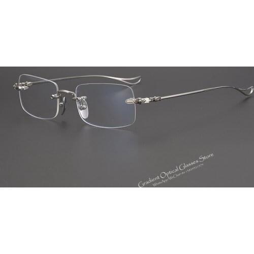 2020 retro eyeglasses titanium light square glasses frame men and women myopia optical reading glasses frame rimless eyewear