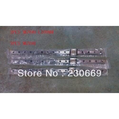 3pcs mini Linear guide MR9 MGN9H-L100MM + 3pcs MGN9H miniature carriages for 3d printer