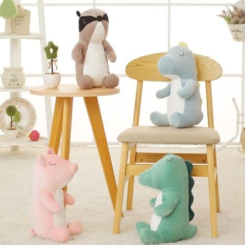 36cm Lovely Plush Toys Raccoon Crocodile Piggy Dinosaur Stuffed Soft Kawaii Animal Cartoon Pillow Dolls for Christmas Gift