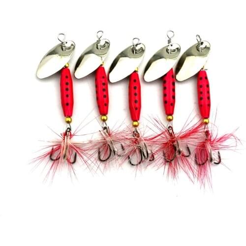 5pcs Spoon Fishing Lure Artificial Metal Sequin Bait Fresh Water Swimbait 7.3cm 11.5g Peche Feather Hook Spinner Fishing Tackle