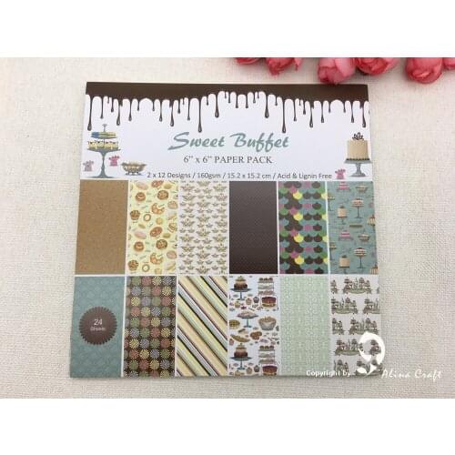 AlinaCraft 24 sheet 6"X6" sweet buffet Scrapbooking patterned paper pack handmade craft paper craft Background pad