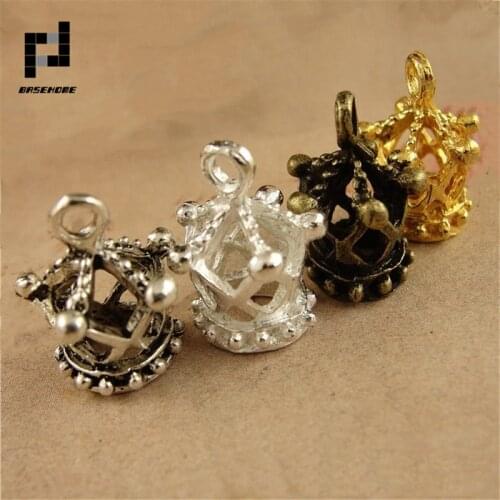 BASEHOME 20pcs/lot13x18mm Crown Pendant Charms Vintage Birdcage Crown Jewelry Findings for DIY Necklace Accessories