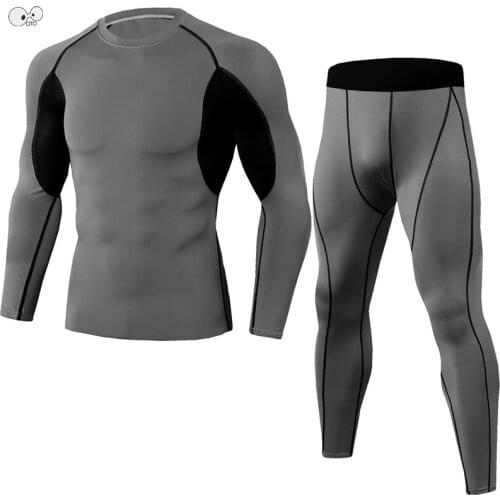 Quick Dry Long Sleeve Mens Compression Running Sets 2019 Sports Suit Basketball Gym Jogging Suit Yoga Fitness Tracksuit Clothing