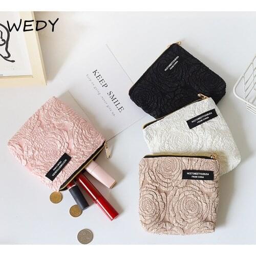 Floral Coin Purse Women Mini Cute Pouch Small Square Change Purse Ladies Credit Cards Keys Holder Little Wallet Female Mini Bag