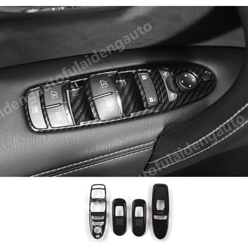 For Nissan Armada Patrol Y62 2017-2019 Interior Door Window Lift panel Button Cover Trim Carbon fiber Matte Car accessories