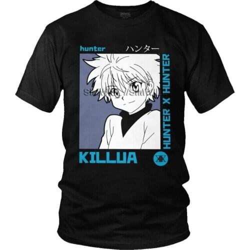 Hunter X Hunter Tshirts Men Fashion Tee Tops 100% Cotton Anime Manga T Shirts Short Sleeve Killua Zoldyck T-shirt Gift Clothes