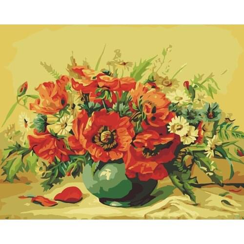 Framed Pictures DIY Digital Oil Painting By Numbers Modern Flower Home Decor For Living Room