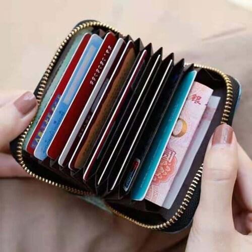 New Cartoon Printed Women Card Bag PU Leather Wallet Cartoon Business Card Case Credit Card Holder Girl Mini Zipper Clutch Bag