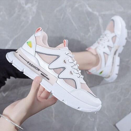 Women white Sneakers 2020 Women Shoes Lace-Up Platform Sneakers Outdoor mesh Walking Casual Ladies Shoes Spring wedges Shoes
