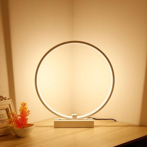 Cool Warm White LED Circular Desk Lamp Eye Protection Reading Light Table Lamp Bedside Table Decorative Light EU/US Plug