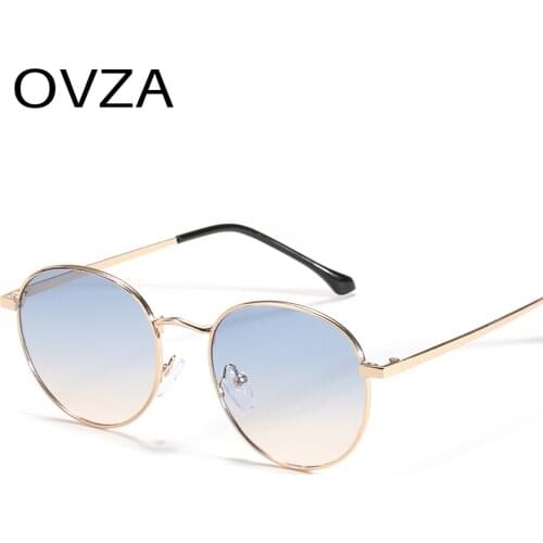 OVZA Retro Round Sunglasses 2021 New Luxury Brand Design Vintage Women Gradient Lens Glasses Men UV400 S5036