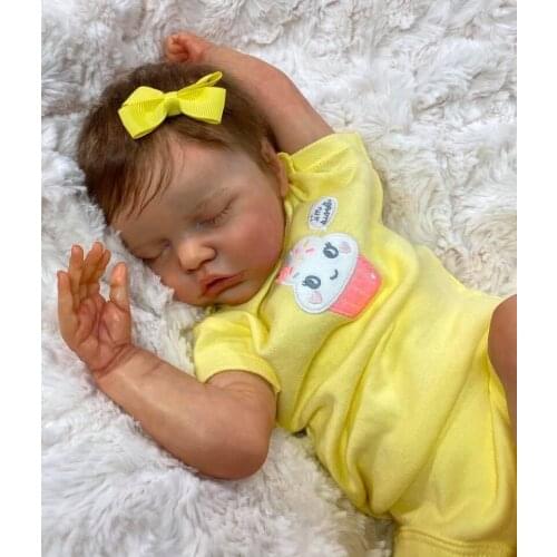 NPK 45CM reborn baby newborn doll TwinB sweet baby girl in yellow dress real soft touch collectible art doll Christmas Gift