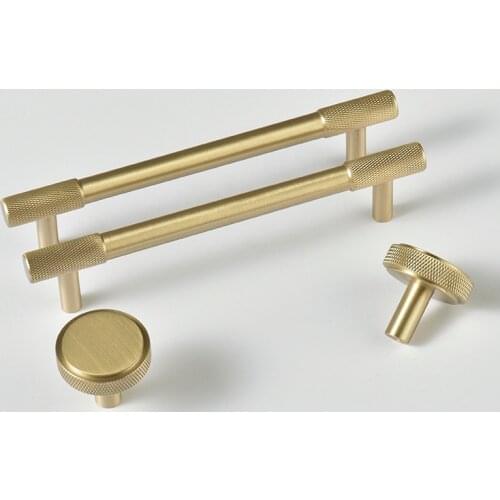 Knurling Brass Cabinet Wardrobe Dresser Handle Kitchen Bedroom Furniture Handles Nordic Copper Hardware For Door