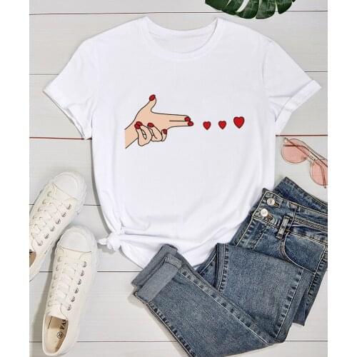 Summer Womens Kawaii Print Shirt Casual Womens Short-sleeved Cotton T-shirt Womens T-shirt Harajuku Graphic Womens Blouse