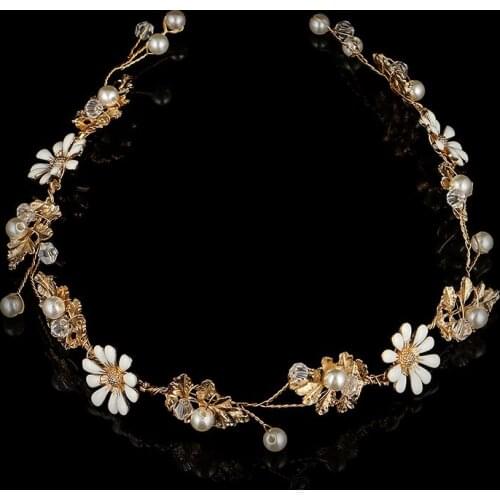 Daisy Pearl Gold Leaf Headbands Bride Wedding Bridesmaid Respectable Wedding Hairpins Hairbands Decoration Gift Hair Accessory