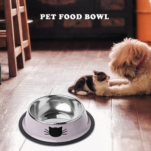 Cat Bowl Single Bowl Stainless Steel Pet Bowl Thick Non-slip Cat Bowl Dog Bowl Rack Pet Cat Food Interactive Bowl Water Basin