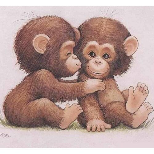 Cross Stitch Kit DIY Diamond Embroidery Cute little monkey Full Square/round Diamond Painting Mosaic Home Decor