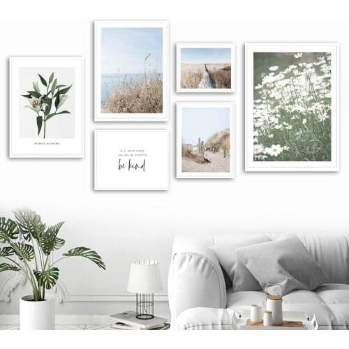 Lily Daisy Flower Meadow Lake Landscape Wall Art Canvas Painting Nordic Posters And Prints Wall Pictures For Living Room Decor