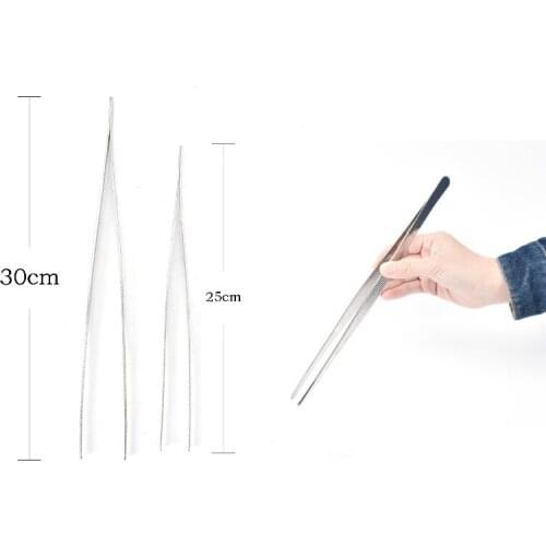 1pc Barbecue Tweezers Stainless Steel Food Tweezers Cooking Utensils Tongs For The Kitchen Buffet Long Straight Roasting Clamp