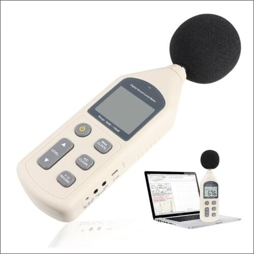 Portable Digital Sound Level Meter Meters Noise Tester GM1356 30-130dB LCD A/C FAST/SLOW dB LCD Sreen USB + Software Data Store