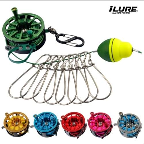 7M Fishing Lock Buckle with Reel Stainless Steel Live Fish Locks Belt Fishing Tackle Tools Stringer Floats Fishing Reel