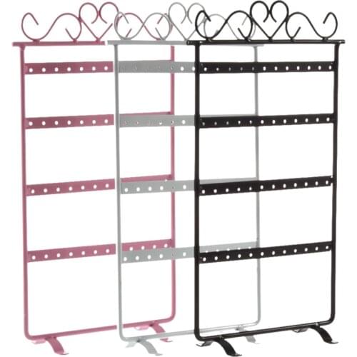 48 Hole Earrings Ear Studs Display Rack Metal Jewelry Holder Stand Showcase for Retail Environment or Home Pink 295*160mm