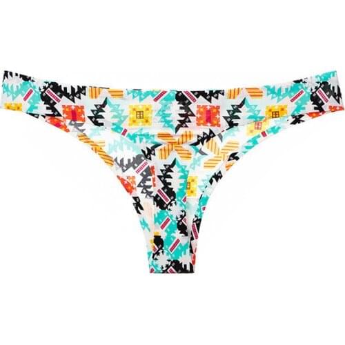 4Pcs G-strings Ice Silk Soft Females Thongs Elastic Fabric Gluing Process Dimensional Cut Womens Underwear Sexy Lace Panties